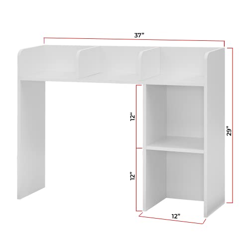 Classic Dorm Desk Bookshelf - White