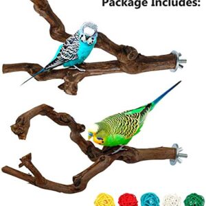 OCHSTIN Parrot Perch Stands Birds Stand Pole Natural Wild Grape Stick Grinding Paw Climbing Standing Cage Accessories Toy Branches for Parakeet, Budgies, Lovebirds