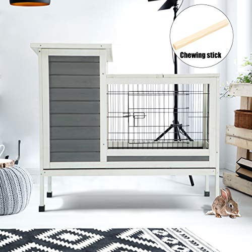 Aoxun Rabbit Hutch - Hutch Bunny Cage Pet House for Small Animals Guinea Pig with Ventilation Door & Legs Removable Tray Indoor/Outdoor Waterproof