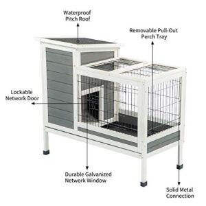 Aoxun Rabbit Hutch - Hutch Bunny Cage Pet House for Small Animals Guinea Pig with Ventilation Door & Legs Removable Tray Indoor/Outdoor Waterproof