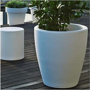 Elly Décor 12 inch Garden Planter Pot with Drainage, Large Round Modern, Lightweight & Extremely Durable | for Patio Deck Indoor Outdoor Flower | 12" x 12" White