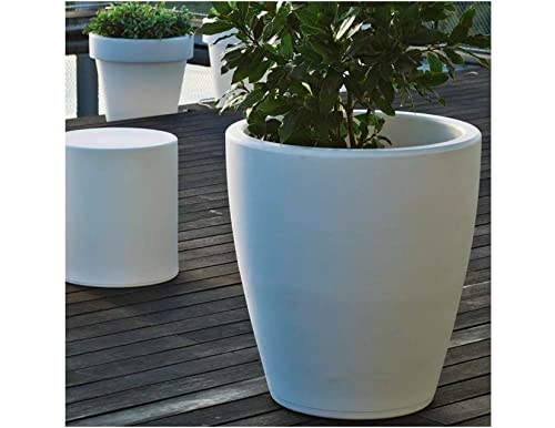 Elly Décor 12 inch Garden Planter Pot with Drainage, Large Round Modern, Lightweight & Extremely Durable | for Patio Deck Indoor Outdoor Flower | 12" x 12" White