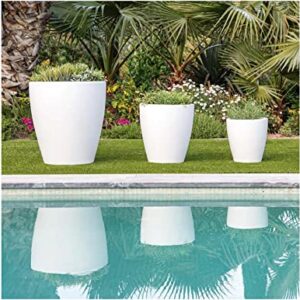 Elly Décor 12 inch Garden Planter Pot with Drainage, Large Round Modern, Lightweight & Extremely Durable | for Patio Deck Indoor Outdoor Flower | 12" x 12" White