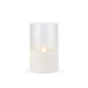 5-in d x 8-in h hand poured wax candle in frosted glass with exclusive illumaflame™ glow