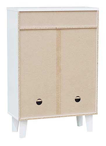 Kings Brand Furniture - Elgin Modern 2-Door with Open Shelf Shoe Rack Storage Cabinet, White