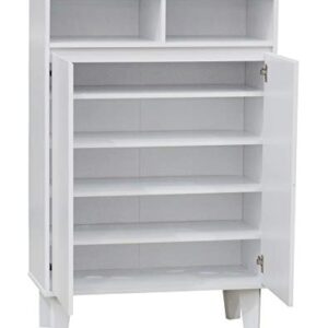 Kings Brand Furniture - Elgin Modern 2-Door with Open Shelf Shoe Rack Storage Cabinet, White