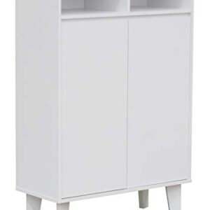 Kings Brand Furniture - Elgin Modern 2-Door with Open Shelf Shoe Rack Storage Cabinet, White