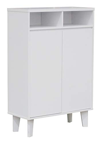 Kings Brand Furniture - Elgin Modern 2-Door with Open Shelf Shoe Rack Storage Cabinet, White