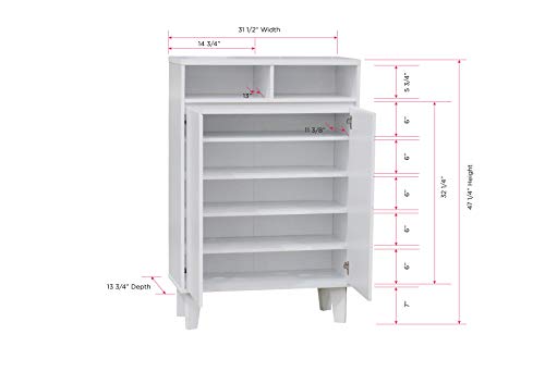 Kings Brand Furniture - Elgin Modern 2-Door with Open Shelf Shoe Rack Storage Cabinet, White
