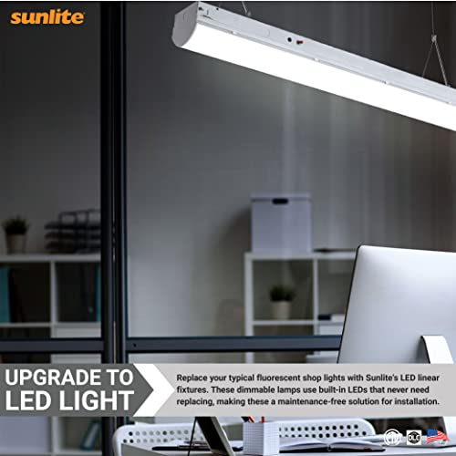 Sunlite 85500 4-Foot LED Linear Strip Light Fixture, 19 Watts, 120-277 Volts, 50,000 Hour, Motion Sensor, Suspension and Surface Mounting, Steel Body, ETL & DLC Listed Backup Battery, 4000K Cool White