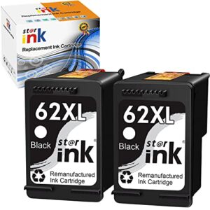 st@r ink remanufactured ink cartridge replacement for hp 62xl 62 xl black for officejet 200 250 5740 envy 5660 7640 5540 5640 5642 7645 5643 5746 5745 5642 8000 printer 2 packs