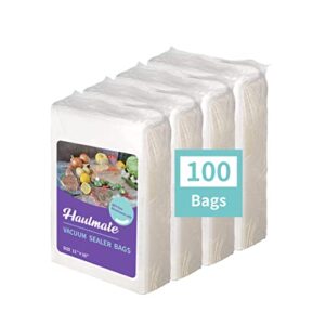 haulmate 11"x16" vacuum seal bags - 100 bags food saver bags, maximum vacuum sealer suction for sous vide cooking, freezer & microwave-safe, clamp sealer compatible, 7-layer pierce-resistant material