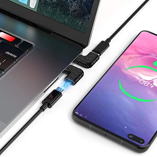 USB C Right Angle Adapter,90 Degree USB C to USB Type-C Male to Female Adapter (3 Pack). Support USB-C 3.1 PD 100W Quick Charge 480Mb/s Data Transfer,for Laptop & Tablet & Mobile Phone -Black