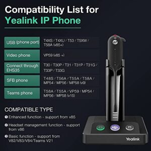 Yealink WH63 Wireless Headset with Microphone UC Optimized Noise Canceling Mic for Office IP VoIP Phones PC Computer Headset with Charge Stand (UC Optimized) (WH63-MT)