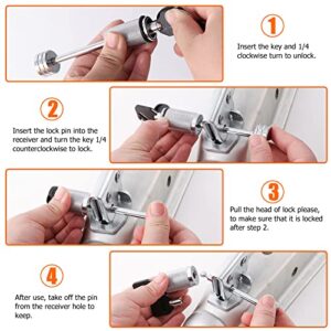 CZC AUTO Trailer Coupler Lock 1/4" Dia 2-1/2" Span Trailer Tongue Lock Fits Latch-Type Coupler, Chrome Coated Trailer Lock with Keys for Towing Boat Truck Trailer RV Car