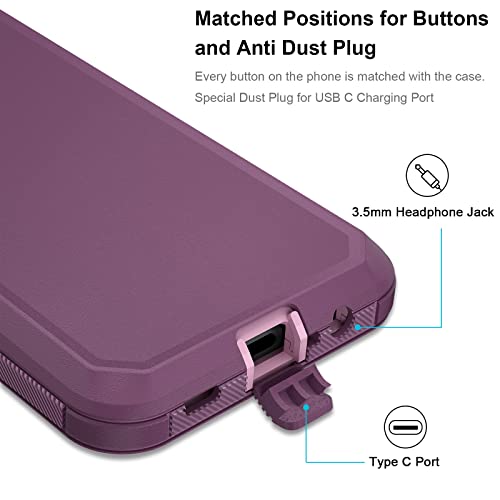 Jiunai Samsung Galaxy A12 case, 3 in 1 Dual Layer Shockproof Drop Protection Outdoor Sports Tough Hybrid Bumper Rugged Rubber Cover Defend Matte Armor Phone Case for Samsung Galaxy A12 5G 2021 Purple