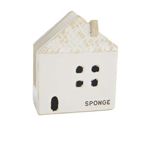 mud pie home sponge holder, 4 1/2" x 3 3/4", white