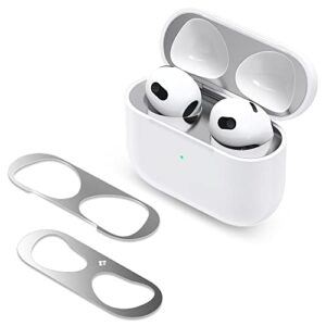 spigen shine shield designed for airpods 3rd generation (2021) anti dust sticker for airpods 3 dust guard - metallic silver