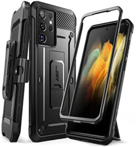 supcase unicorn beetle pro series case designed for samsung galaxy s21 ultra 5g (2021 release), full-body dual layer rugged holster & kickstand case without built-in screen protector (black)