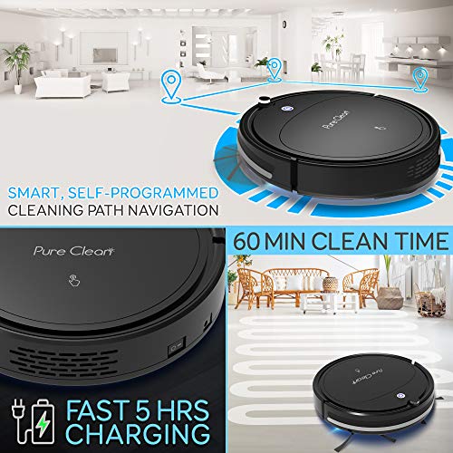 SereneLife Robot Vacuum Cleaner - Self Charging Robo Vacuum Cleaner - 1200pa Suction, Self Path Navigation, 70 Min Run Time - Carpet Hardwood Linoleum Tile PUCRCX70