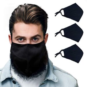 blu horn face mask from large to 2xl(x-large), with nose wire, adjustable loop, breathable (xx-large, black (3-pack))