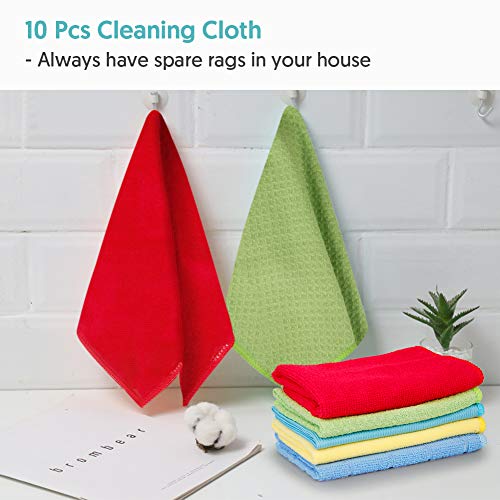 MEXERRIS Microfiber Cleaning Cloth Rags for Glass Floor Polish Dust Multifunctional All Purpose Labeled , Reusable Dish Rags Cleaning Lint Free Streak Free Wipes for House, Kitchen, Windows - 10 Pack