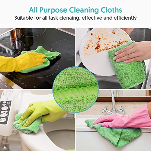 MEXERRIS Microfiber Cleaning Cloth Rags for Glass Floor Polish Dust Multifunctional All Purpose Labeled , Reusable Dish Rags Cleaning Lint Free Streak Free Wipes for House, Kitchen, Windows - 10 Pack