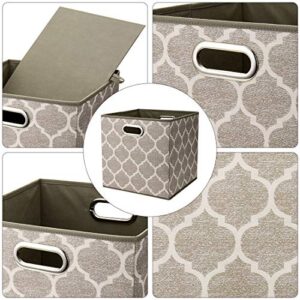 i BKGOO Cloth Storage Bins Set of 4 Thick Fabric Drawers Foldable Cubes Basket Organizer Container with Dual Metal Handles for Shelf Cabinet Bookcase Boxes Grey-Brown 13x13x13 inch