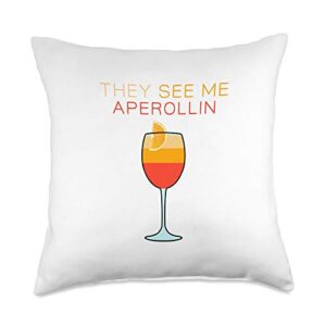 my favorite app ist aperol love spritzin summer aperol spritz favorite drink nerd hype bestseller 2021 throw pillow, 18x18, multicolor