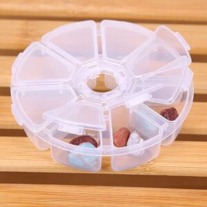 8 grids plastic clear round storage case box organizer container jewelry box sewing box pill organizer pill box case diamond storage box beads organizer case for jewelry beads guitar picks clear