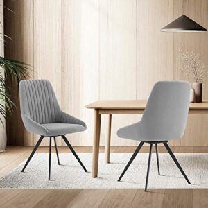 armen living alison swivel gray velvet and metal dining room chairs-set of 2, 34" h