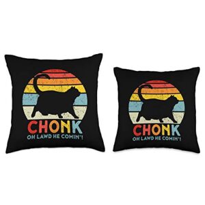 Chonk Cat Shirt Oh Lawd He Comin Cat Meme Funny Fat Cat Throw Pillow, 18x18, Multicolor