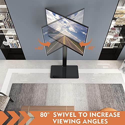 Universal Floor TV Stand with Mount 80 Degree Swivel Height Adjustable and Space Saving Design for Most 27 to 65 inch LCD, LED OLED TVs, Perfect for Corner & Bedroom HT1002B