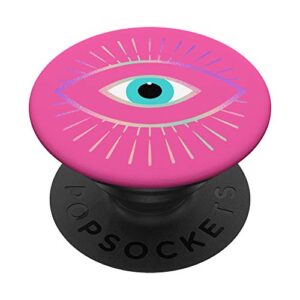 rainbow evil eye pink popsockets swappable popgrip