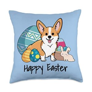 easter corgi gifts corgi dog happy easter throw pillow, 18x18, multicolor