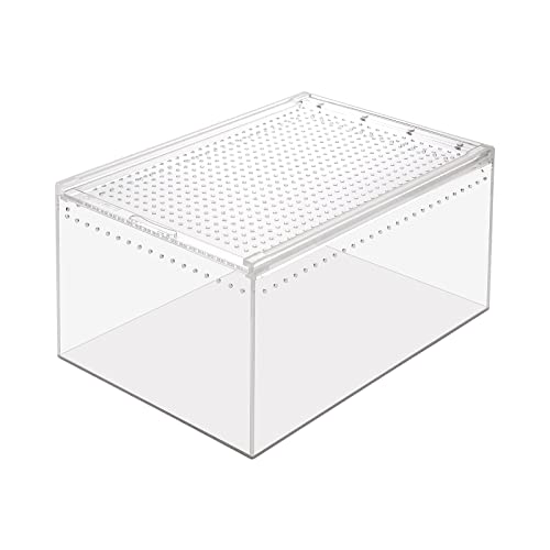 POPETPOP Reptile Breeding Box, Reptile Feeding Container Aquarium Breeding Tank Transparent Reptile Feeding Box Reptile Terrarium Habitat for Snake Turtle Lizards