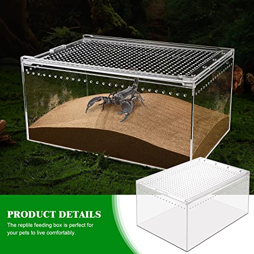 POPETPOP Reptile Breeding Box, Reptile Feeding Container Aquarium Breeding Tank Transparent Reptile Feeding Box Reptile Terrarium Habitat for Snake Turtle Lizards