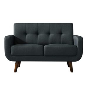 husbedom 51(w) loveseat sofa, small couch for small living room, bedroom,apartment, dorm,straight arms, wooden legs, easy assembly, dark grey