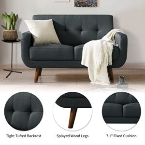 Husbedom 51(W) Loveseat Sofa, Small Couch for Small Living Room, Bedroom,Apartment, Dorm,Straight Arms, Wooden Legs, Easy Assembly, Dark Grey