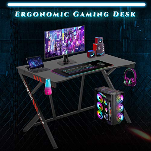 FDW Gaming Desk Gaming Table 45.2" W x 29" D PC Computer Desk Home Office Desk Table with Cup Holder Headphone Hook Gamer Workstation Game Table for Boys Girls.