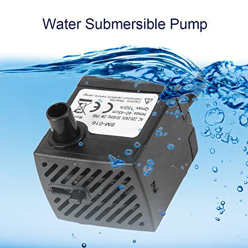 Fountain Pump, Small Submersible Water Pump150L H 2W Ultra Quiet Submersible Water Pump for Aquarium Fish Tank Fountain Pond Pump US SM 016