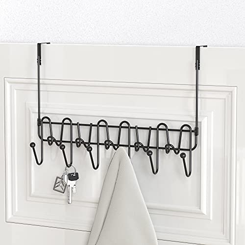 Deco Brothers Supreme Over The Door 11 Hook Organizer Rack, Black