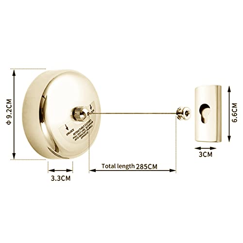 304 Stainless Steel Clothesline, Hotel Balcony Indoor Invisible Clothesline, Retractable Drying Rack (1 Set of Gold)