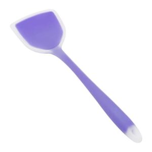 silicone non-stick turner, high heat resistant to 480°f, kufung food grade solid turner, bpa free, solid spatula for fish, eggs, pancakes (solid turner, clear purple)