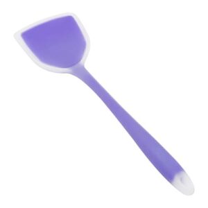 Silicone Non-stick Turner, High Heat Resistant to 480°F, KUFUNG Food Grade Solid Turner, BPA Free, Solid Spatula for Fish, Eggs, Pancakes (Solid Turner, Clear Purple)