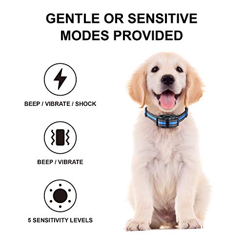 Bark Collar MODUS Dog Bark Collar Rechargeable Shock Anti Bark Collar with Beep Vibration Dog Shock Collar for Small Medium Large Dogs, Humane Dog Training Device with 5 Adjustable Sensitivity Levels