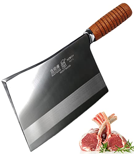 SELECT MASTER Meat Cleaver - Professional Chinese Chef Knife - Heavy Duty Bone Chopper Kitchen Knife - Super Thick Blade - for Home & Restaurant from