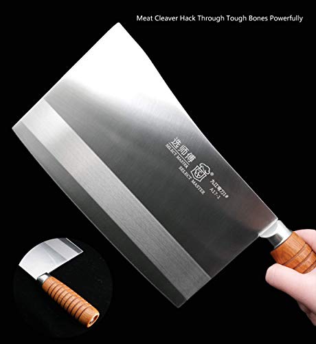 SELECT MASTER Meat Cleaver - Professional Chinese Chef Knife - Heavy Duty Bone Chopper Kitchen Knife - Super Thick Blade - for Home & Restaurant from