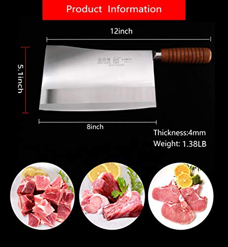 SELECT MASTER Meat Cleaver - Professional Chinese Chef Knife - Heavy Duty Bone Chopper Kitchen Knife - Super Thick Blade - for Home & Restaurant from