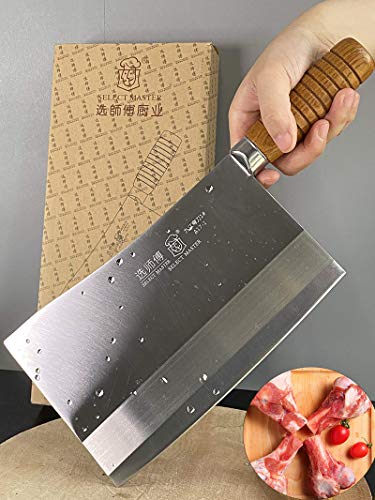 SELECT MASTER Meat Cleaver - Professional Chinese Chef Knife - Heavy Duty Bone Chopper Kitchen Knife - Super Thick Blade - for Home & Restaurant from